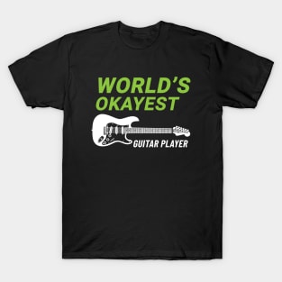 World's Okayest Guitar Player S-Style Electric Guitar Dark Theme T-Shirt